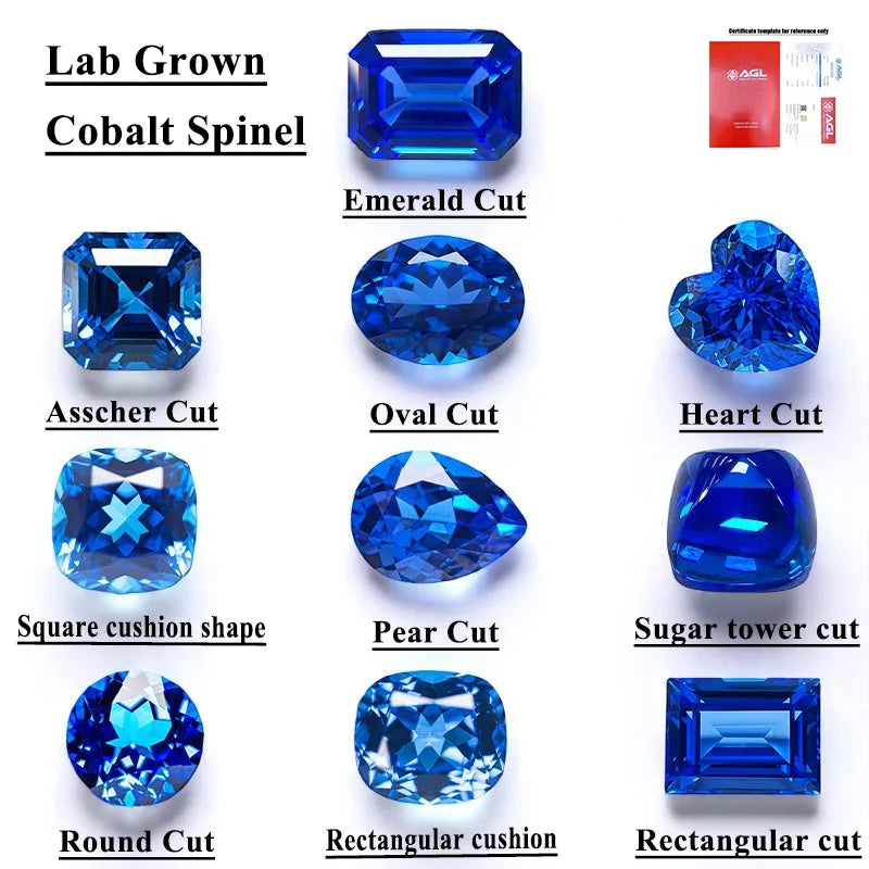 TOPTop Lab Grown Cobalt Spinel Multiple shapes Combination chain Selectable AGL Certificate Charms for Jewelry Making