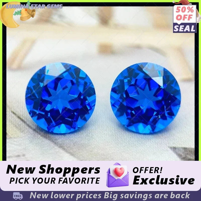 TOPTRound Cut Lab Grown Cobalt Spinel Synthetic Gemstone For Diy Jewelry Making Selectable Certificate