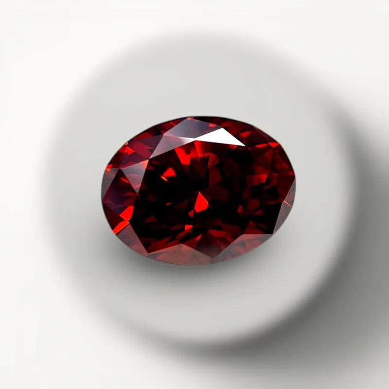 Moissanite Unnatural Synthetic Stone Oval Cut Garnet Color with Certificate