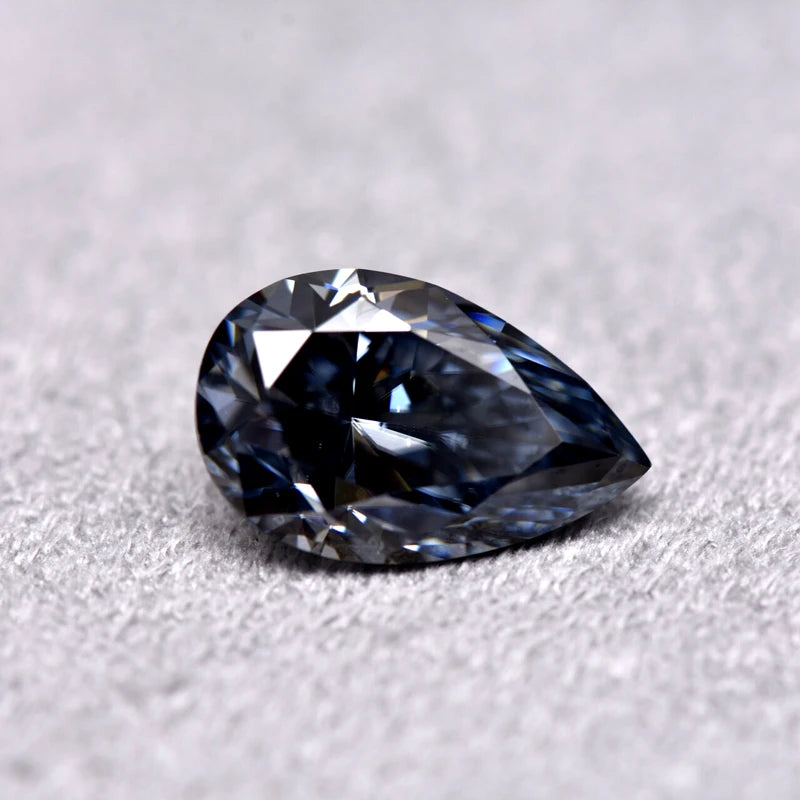 Pear Cut Grey Color Moissanite Synthetic Gemstone with Certificate Charms Gemstone