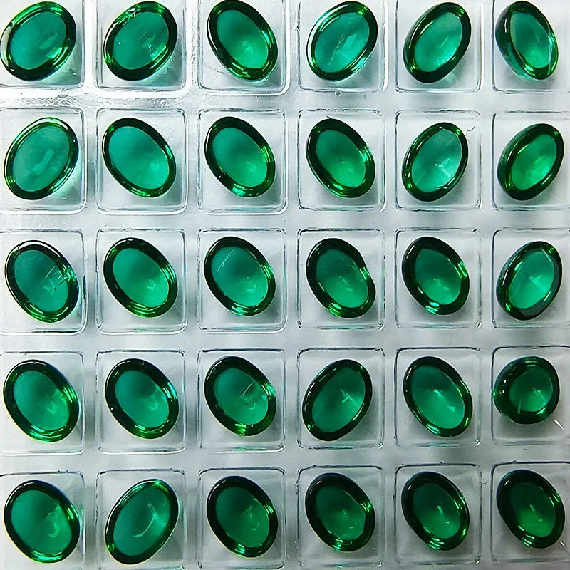 Lab Grown Zambian Emeralds for Jewelry Making Oval Cut Smooth Surface with Natural Inclusions Cracks AGL Certified Lab