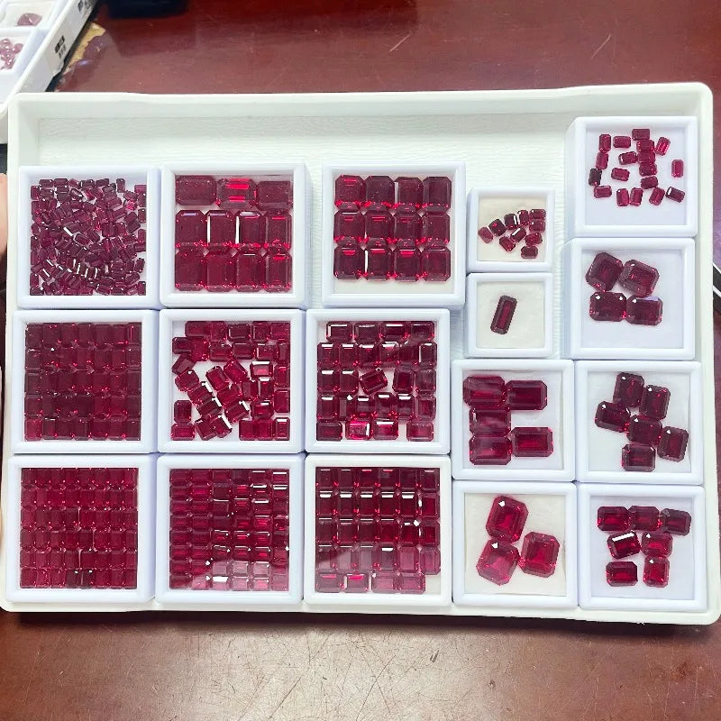Lab Grown Ruby Right Angled Rectangle VVS1 Pigeon Blood Red Gemstone for DIY Jewelry Making Materials AGL Certificate