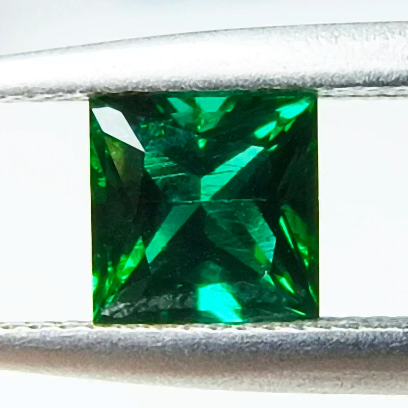 N-Wholesale Laboratory Zambian Emeralds Princess Cut Hydrothermal Hand Cutting With Cracks Inclusions Inside Selectable AGL Cert