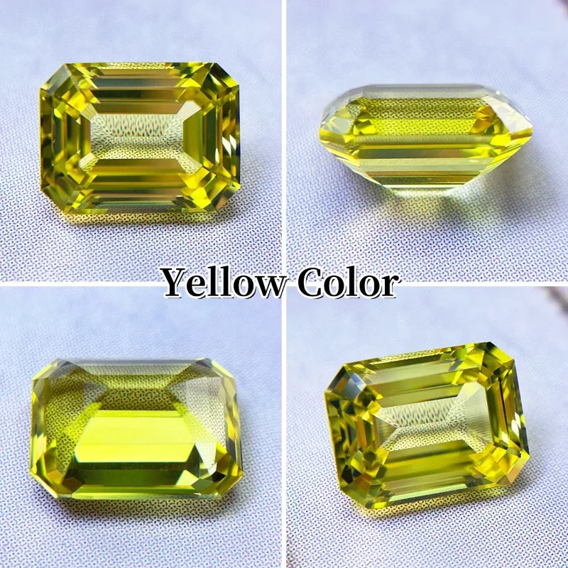 Lab Sapphire Emerald Cut Multiple Colors Available Aluminum Oxide Czochralski Gemstone for Diy Jewelry Selectable Certificate