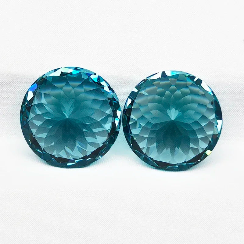 Lab Grown Paraiba Round Shape 100 Faceted Cut Lab Created Sapphire Gemstone Jewelry Making Materials Selectable AGL Certificate