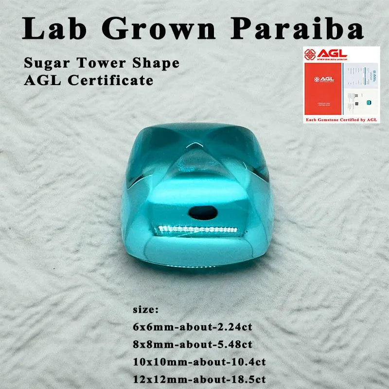 Lab Grown Paraiba Sugar Tower Shape Gemstone for DIY Advanced Jewelry Making Inlay Ring Necklace Selectable AGL Certificate