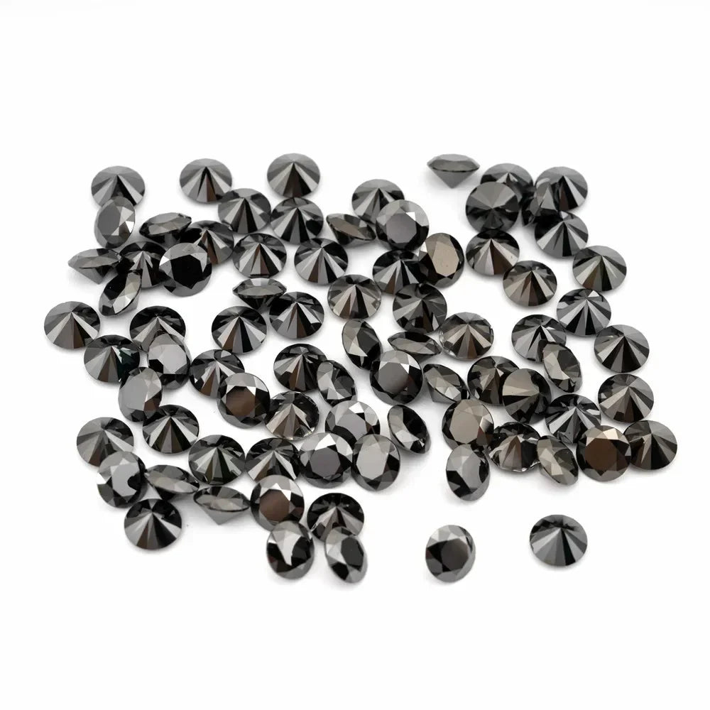 Top Quality Moissanite Round Shape Black Color Primary Colours Small Size Charms Gemstone DIY Ring Necklace Earrings Materials