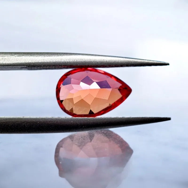 Pear Cut Lab Grown Sapphire Sunset Red Color for Charms for Jewelry Making with Certificate Wholesale Extremely Shiny Quality