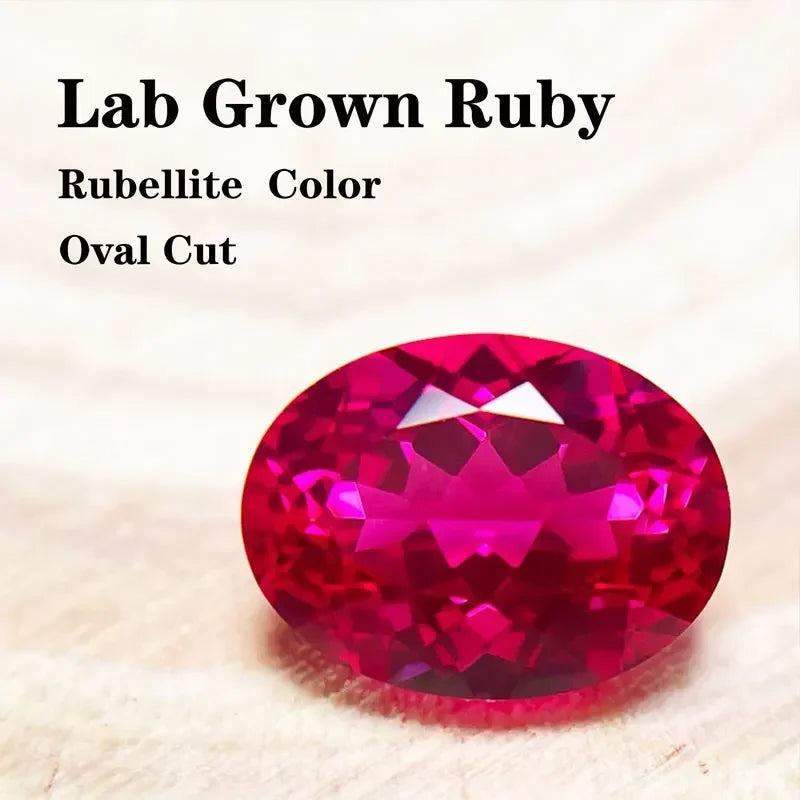 Natural Rubellite Color Lab Grown Ruby Oval Shape Hand-cut Advanced Jewelry Rings Earrings Making with Certificate Wholesale