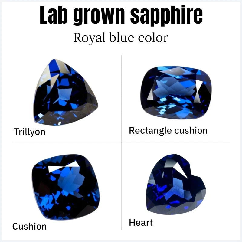 Sapphire Royal Blue Color Artificially synthesized gemstones VVS1 for DIY Charms Jewelry Making Certificate Multiple shapes