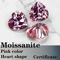 Moissanite VVS1 Artificial Stone Pink Color Heart Cut with Certificate Wholesale