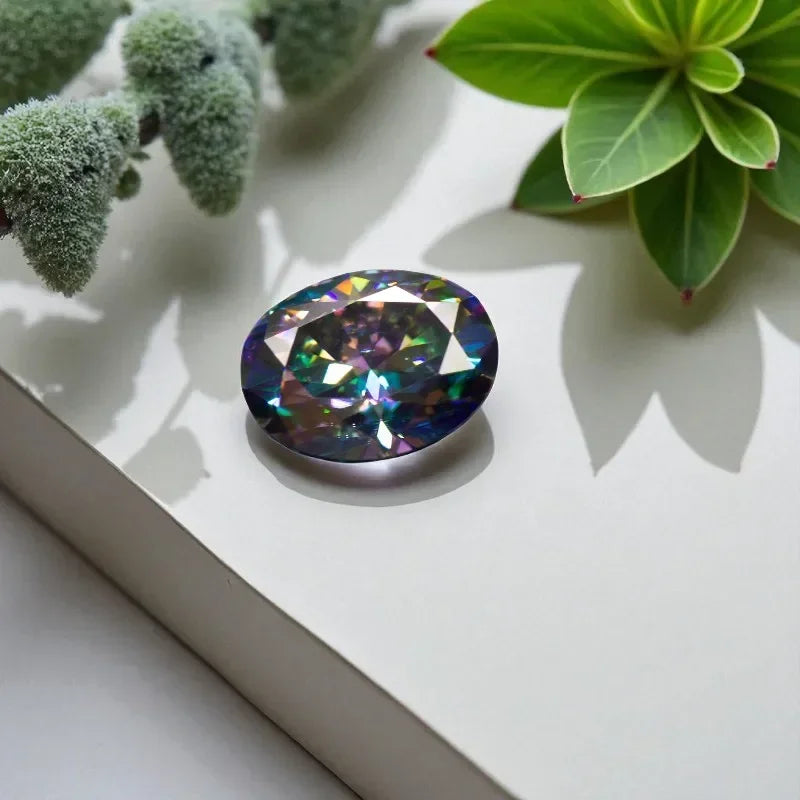NEW Rainbow Green Moissanite Stone Oval Cut VVS Lab Created Gemstone Pass Diamond Tester With GRA Certificate For Jewely Making