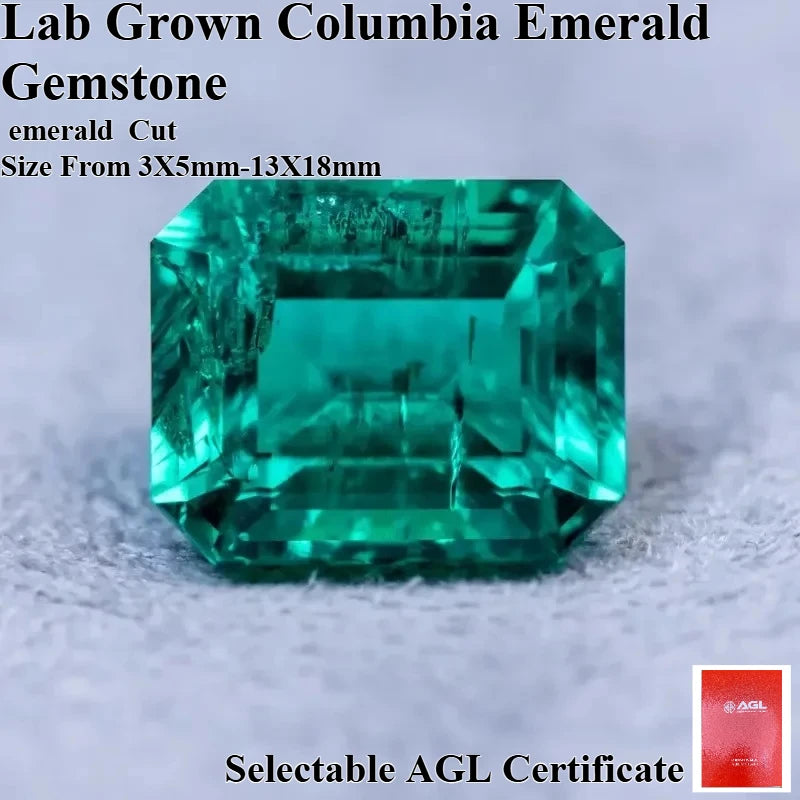 Lab Grown Columbia Emerald Gemstone Charms Beads Green Color Gemstones for Diy Jewelry Making Selectable AGL Certificate