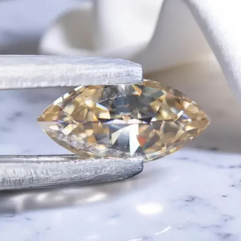 Moissanite Stone Marquise Cut Tea Yellow Natural Color with GRA Certificate 5x10mm Luxury Gem for Jewelry Making