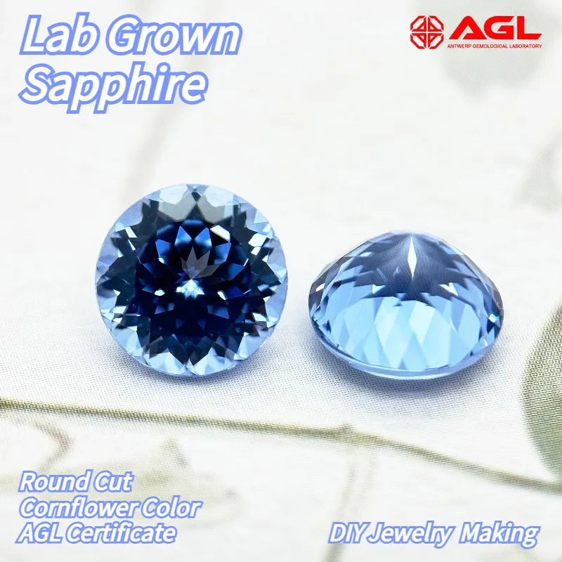 Lab Grown Sapphire Gemstone Round Cut Orange Color for DIY Jewelry Making Ring Main Materials Selectable AGL Certificate