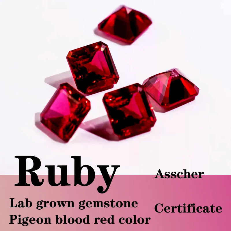 Ruby Pigeon Blood Red Color Artificially Synthesized Gemstones Charms for Jewelry Making with Certificate
