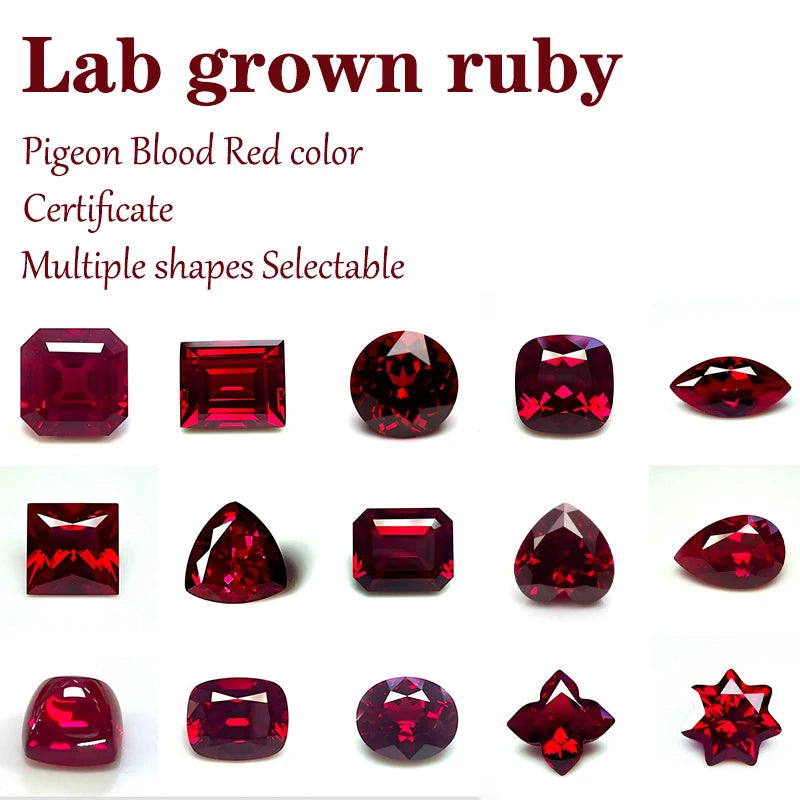 Ruby Asscher Cut VVS1 Lab Grown Gemstone Pigeon Blood Red DIY Jewelry Making Materials Certificate Multiple Shapes Selectable