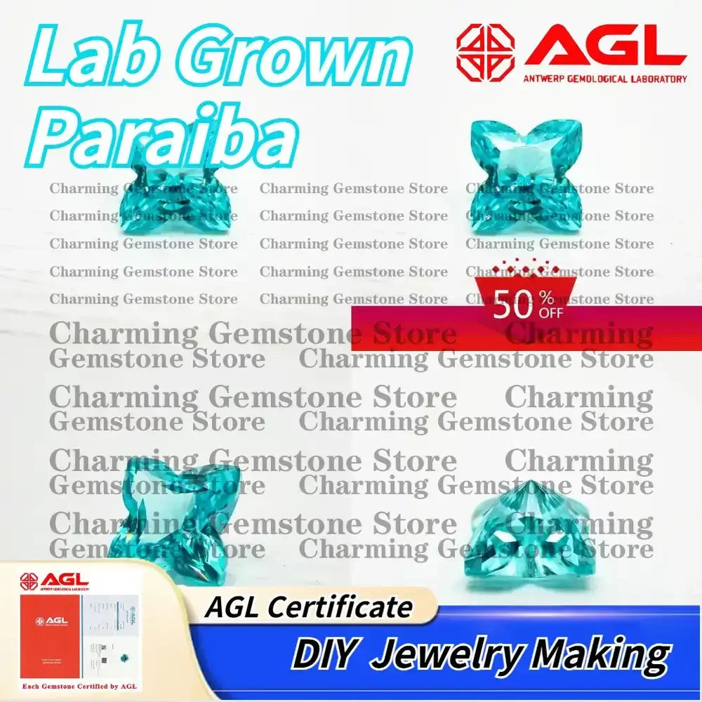 Lab Grown Paraiba Gemstone Quincunx Cut for DIY Jewelry Making Ring Necklace Inlay AGL Certificate Lab Created Paraiba