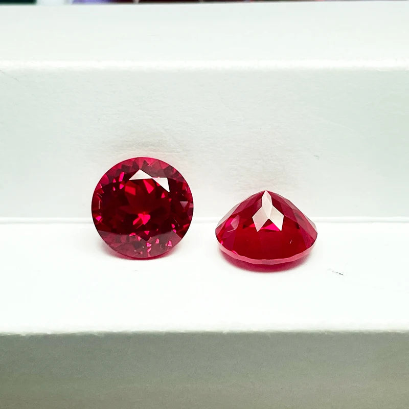 Ruby Pigeon Blood Red Color Round Shape Artificially Gemstones with Certificate Charms for Jewelry Making