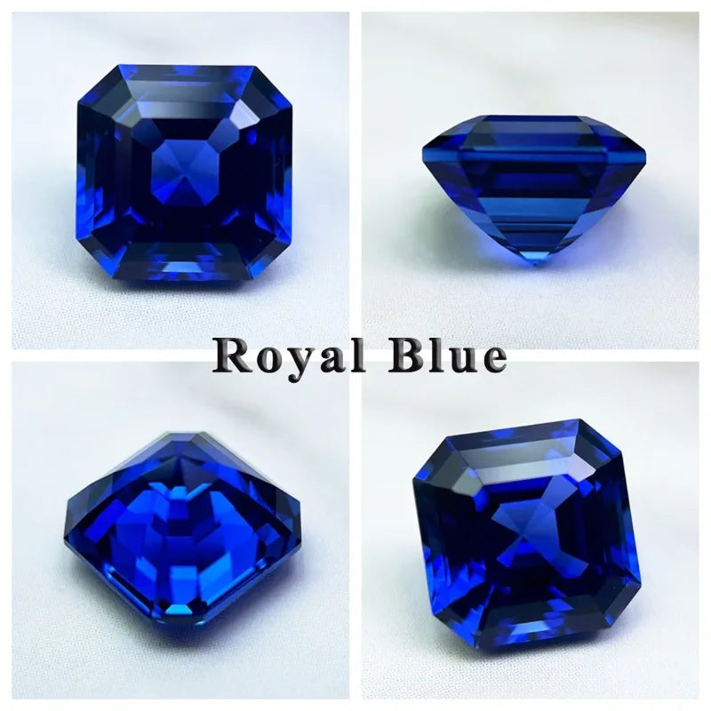 Lab Grown Sapphire Asscher Cut Cornflower Color Gemstone DIY Ring Necklace Earrings Main Materials Selectable AGL Certificate