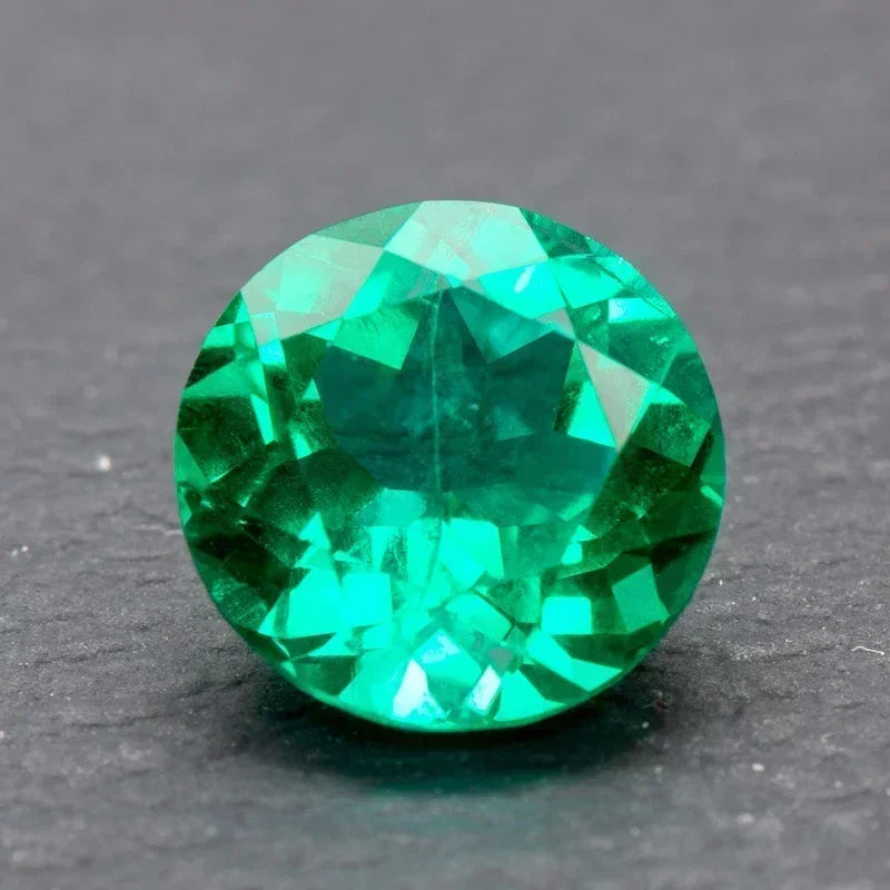 Round Shape Artificial Gemstone Laboratory Emerald 3.2-4.0mm DIY Ring Necklace Earrings Main Materials Available Certificate