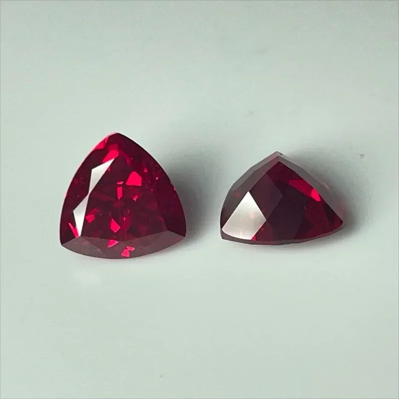 A-Hot Sales Lab Grown Ruby Triangle Cut Pigeon Blood Red Color DIY Charms Jewelry Making Main Materials Selectable AGL Certifica