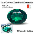 Lab Grown Zambian Emeralds Oval Cut for DIY Jewelry Making Hydrothermal Synthesized Emerald Gemstones AGL Certificate