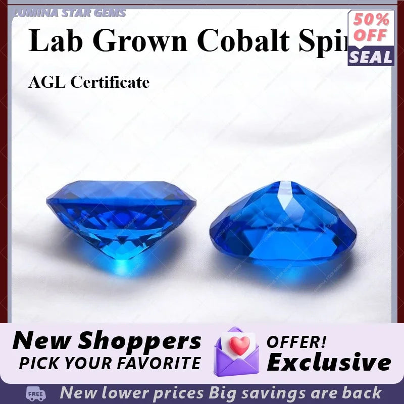 TOPTLab Grown Cobalt Spinel Oval  Cut Loose Gemstone For DIY Jewelry Main Materials Selectable Certificate
