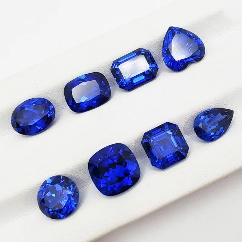 Lab Grown Sapphire Heart Shape Royal Blue Color VVS1 DIY Charms Jewelry Making Main Materials Selectable AGL Certificate