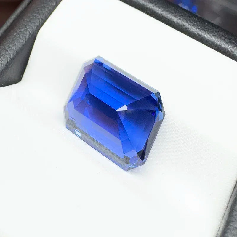 Lab Grown Sapphire Emerald Cut Royal Blue 10x14mm 9.5ct  VVS1 Gemstone for Diy Jewelry Making with AGL Certificate