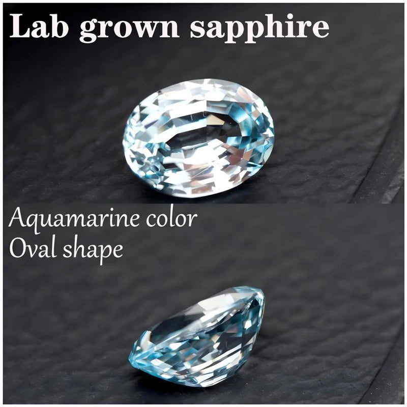 Sapphire Oval Shape Aquamarine Color Lab Grown Gemstone VVS1 DIY Chamrs Ring Necklace Earrings Main Materials with Certificate
