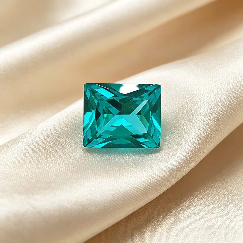 Lab Grown Paraiba Gemstone Long Rectangle Shape Loose Gemstones For Jewelry Setting MultiShapes Available Round Heart Emerald