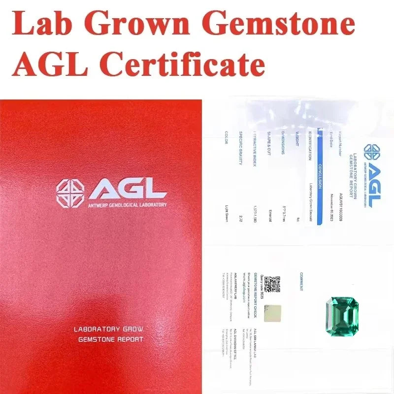 Hydrothermal Emerald Hand Cut Laboratory Columbia Emeralds Size 3x5mm  with Cracks Inclusions Inside Selectable AGL Certificate