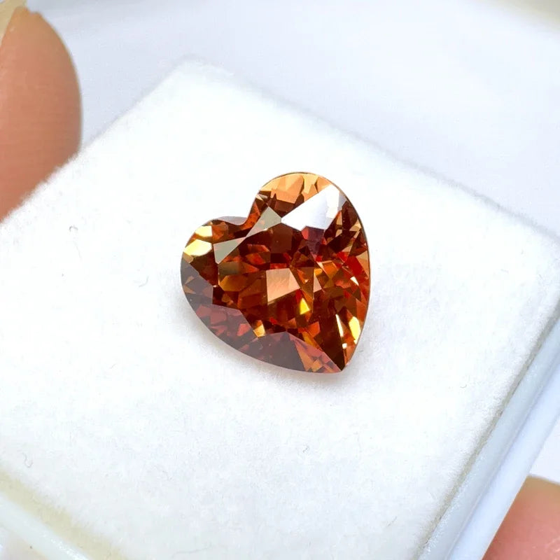 Sapphire Heart Cut VVS1 Orange Color Lab Grown Gemstone for DIY Jewelry Making Materials Charms Gem Wholesale with Certificate