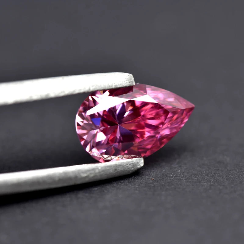 Pear Cut Pink Color Moissanite Synthetic Gemstone with Certificate Multiple Colors Available