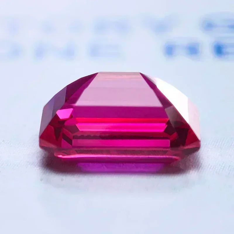 Lab Grown Ruby Emerald Cut Rubellite Color VVS1 Gemstone Charms DIY Advanced Jewelry Making Materials Selectable AGL Certificate