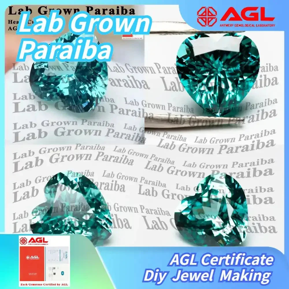 Lab Grown Paraiba Heart Cut Gemstone for DIY Jewelry Making Inlay Ring Necklace AGL Certificate Lab Created Paraiba