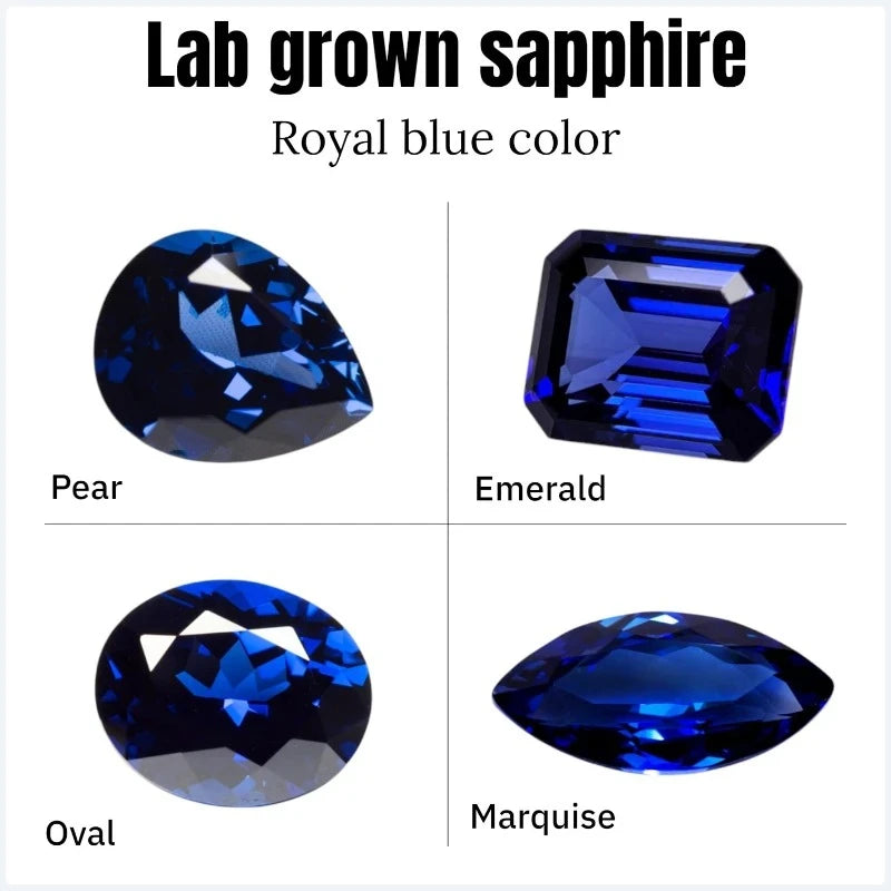 Sapphire Royal Blue Color Artificially synthesized gemstones VVS1 for DIY Charms Jewelry Making Certificate Multiple shapes
