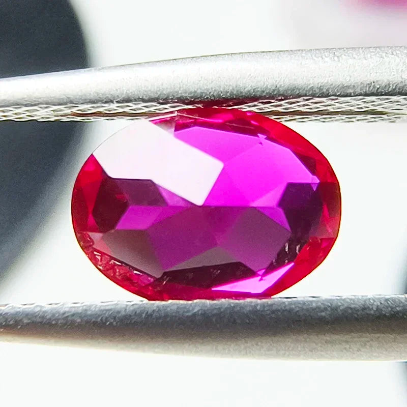 Lab Grown Sapphire Oval Shape Rose Red Color Top Quality Charm Beads for Diy Jewelry Making Selectable  AGL Certificate
