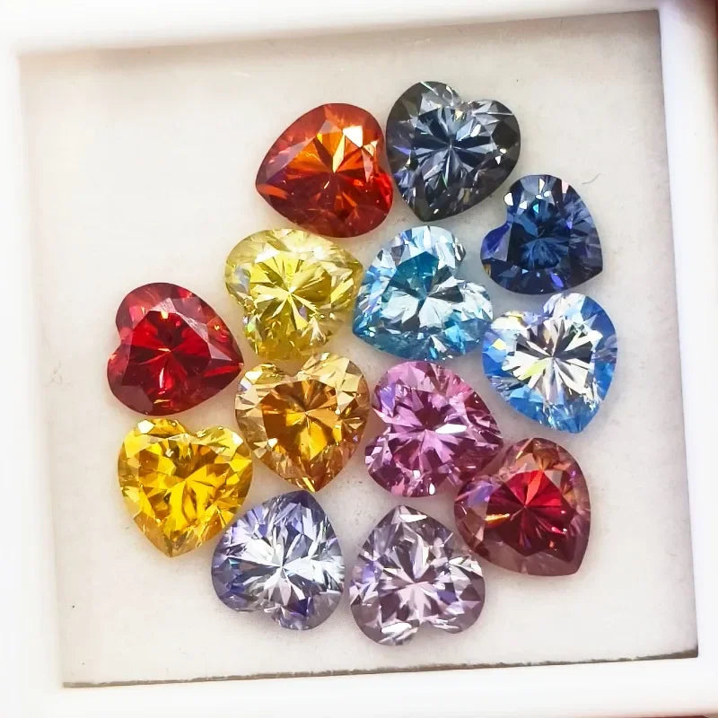 Moissanite Heart Shape VVS1 Beads for Charms DIY Jewelry Making Rings Pendant Materials with Certificate