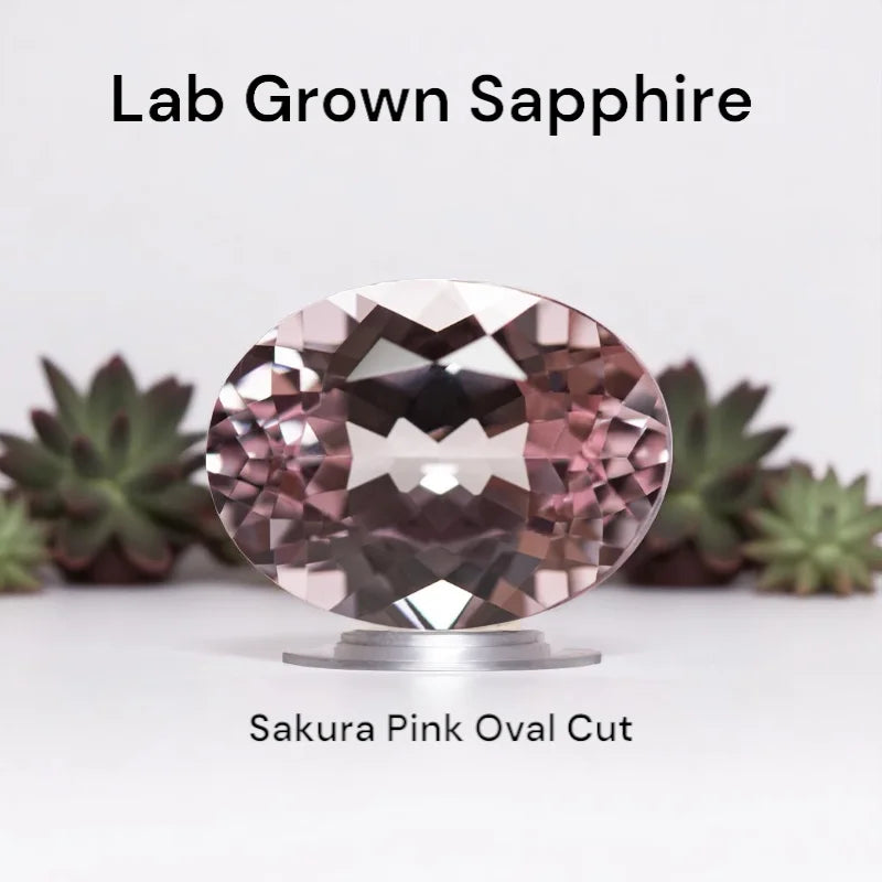 Lab Grown Sapphire Oval Cut Sakura Pink Loose Gemstone With AGL Certificate For Jewelry Making