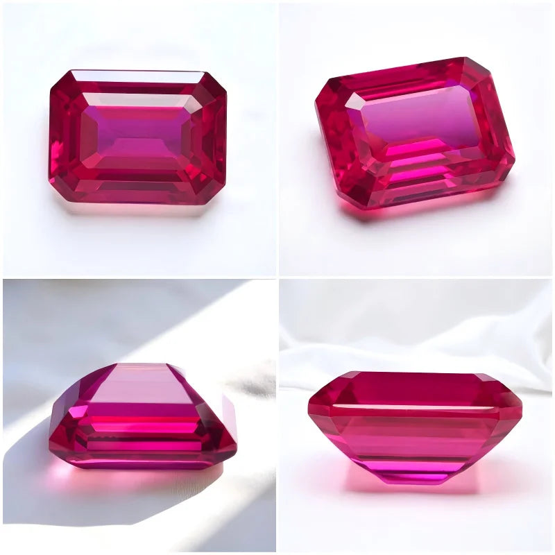 Rubellite Color Lab Grown Ruby Emerald Cut Top Quality Loose Gemstone For Jewelry Diy Making Selectable AGL Certificate