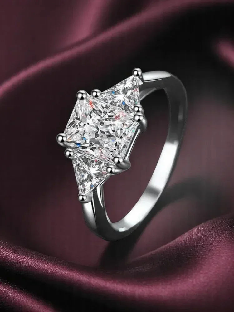 Fashion 925 Sterling Silver Ring Moissanite Ring VVS1 Women's Alien Exaggerated Luxury European American Rings With Certific