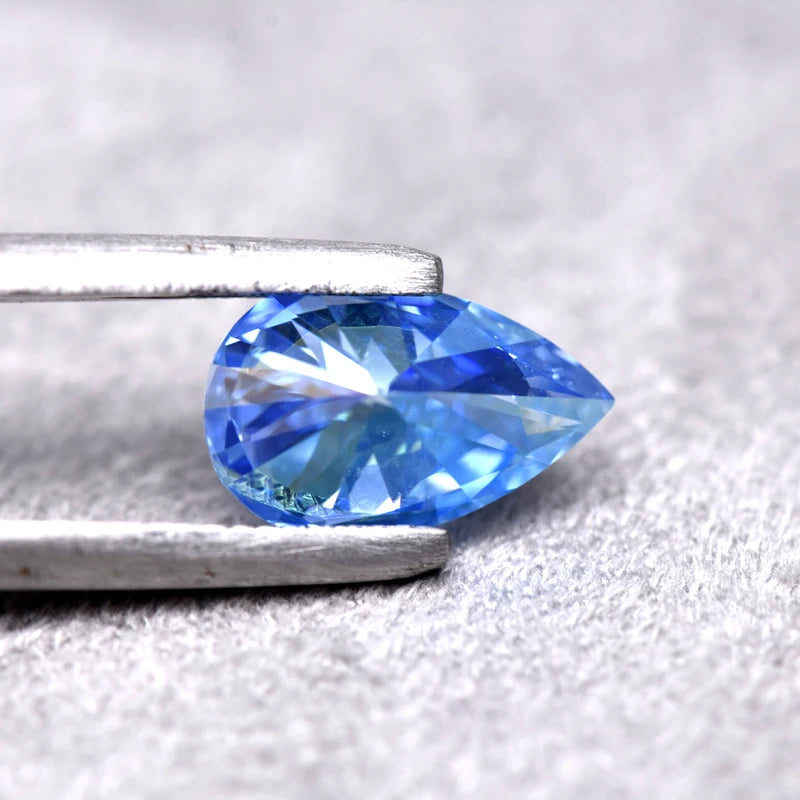 Pear Cut Ice Blue Color Moissanite Synthetic Gemstone with Certificate Charms Gemstone