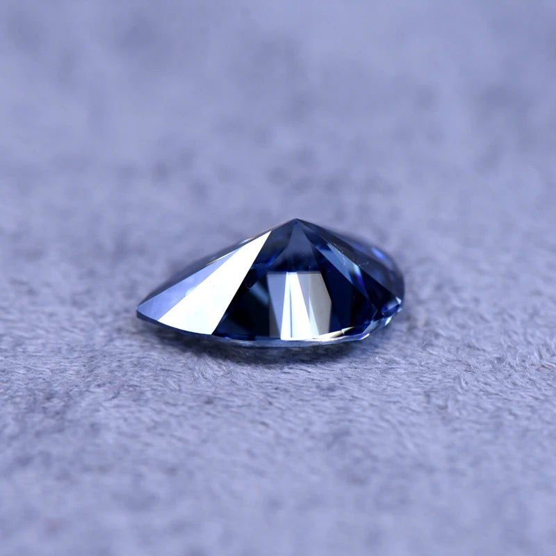 Pear Cut Royal Blue Color Moissanite Synthetic Gemstone with Certificate Jewelry Beads