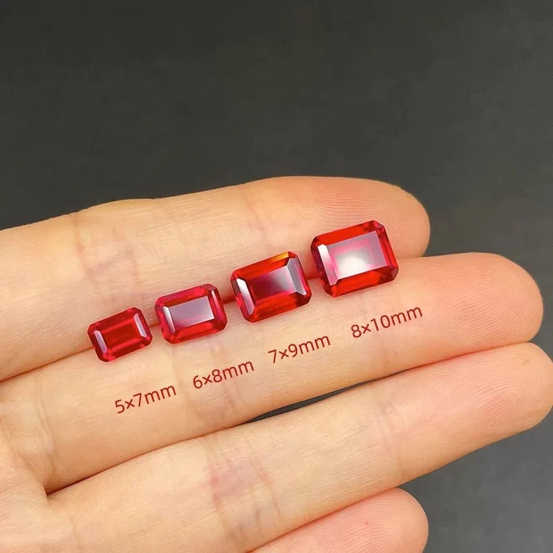 Lab Grown Sapphire Emerald Cut Sunset Orange Color Loose Gemstone for Jewelry Making DIY Rings Earrings Charms AGL Certificate