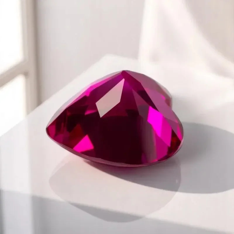 Rubellite Color Lab Grown Ruby Heart Cut Extremely Shiny Quality DIY Charms Ring Necklace Earrings Materials Certificate