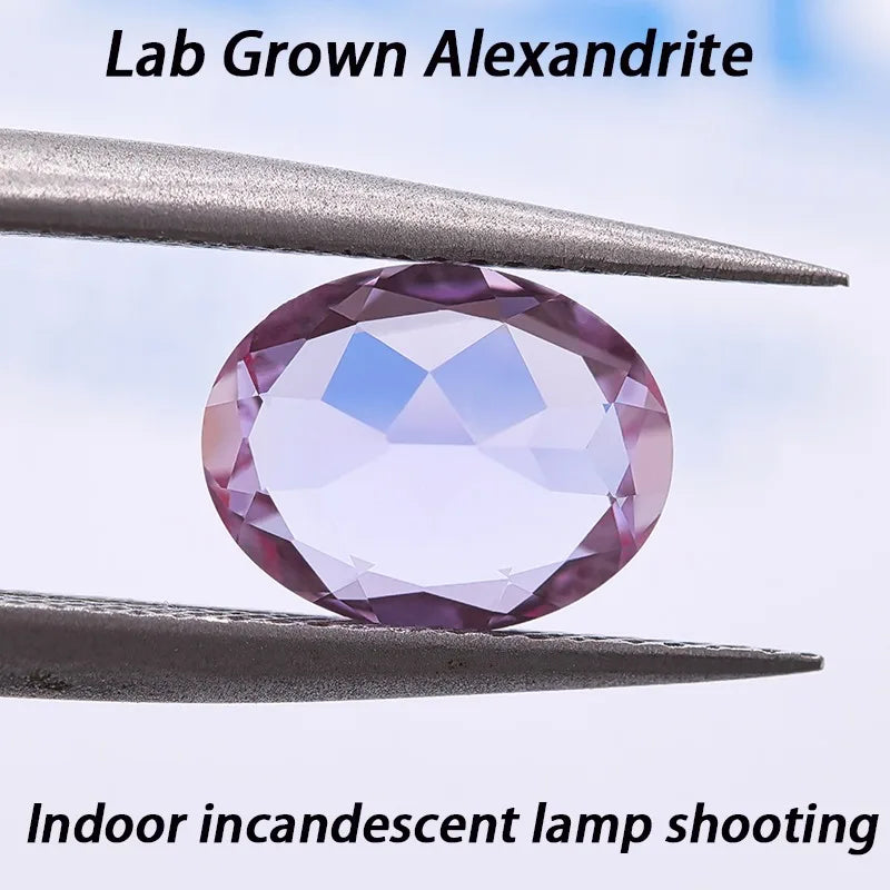 Lab Grown Alexandrite Gem Oval Cut Purple Color Charms Beads for DIY Jewelry Making Materials Selectable AGL Certificate