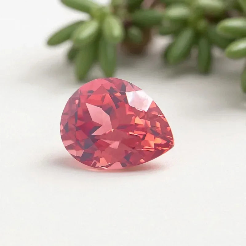 A- High Quality Lab Grown Padparadscha Pear Cut Fire Lotus Color Charms Jewelry Making Main Materials Selectable AGL Certificate