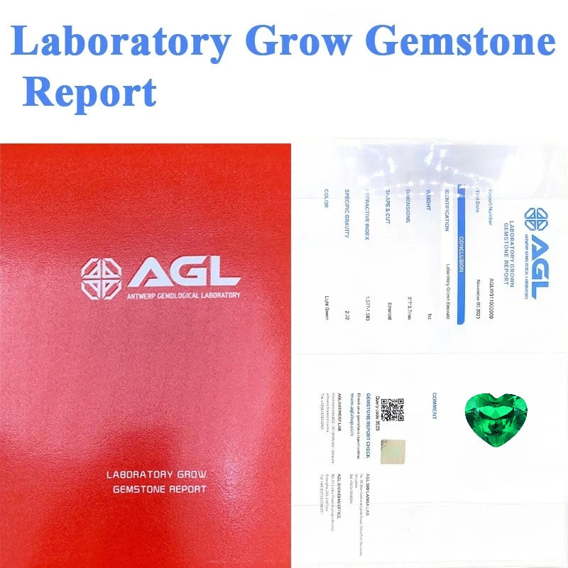 Lab Grown Colombia Emerald Green Color Heart Shape Charms Gemstone DIY Ring Necklace Earrings Main Materials Certificate